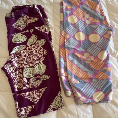 LuLaroe Leggings One Size Lot Of 2 Pre Owned